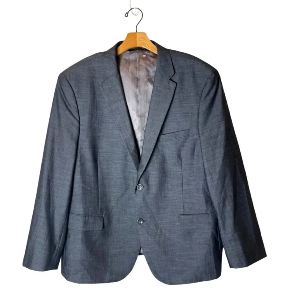 Caravelli Collezione Gray Single Breasted Two Button Close Oxford Blazer Size 44